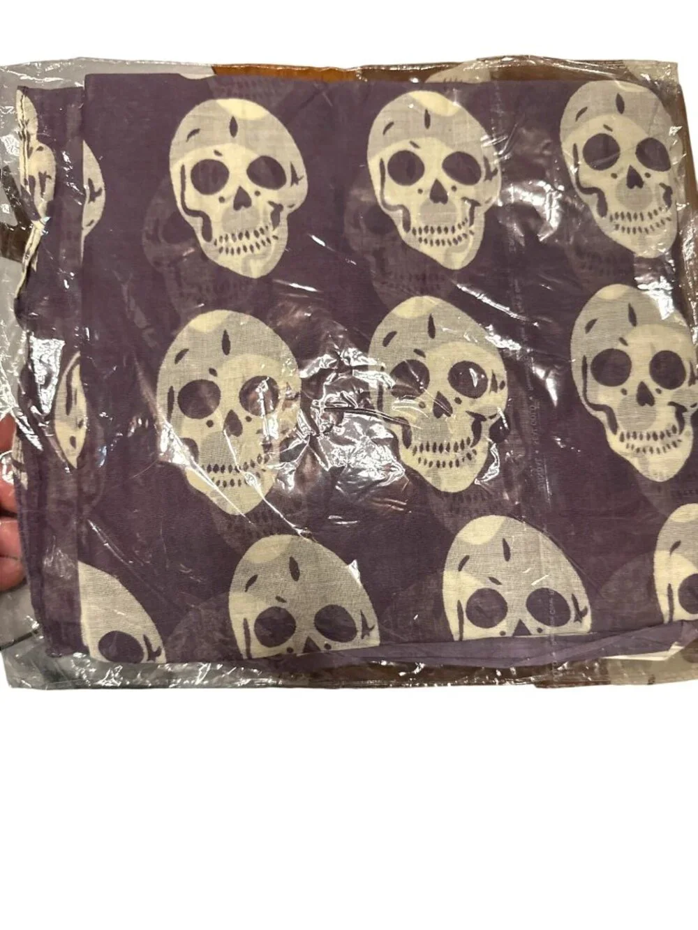 Skull Print Cotton Bandana In Purple - New In Packaging Raj Halloweencore